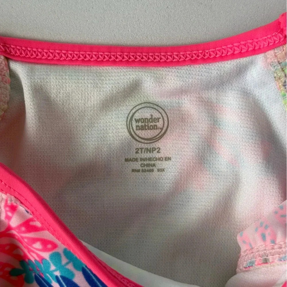 Wonder Nation Baby Toddler Girl Palm Bikini Swimsuit 2T - Picture 4 of 7